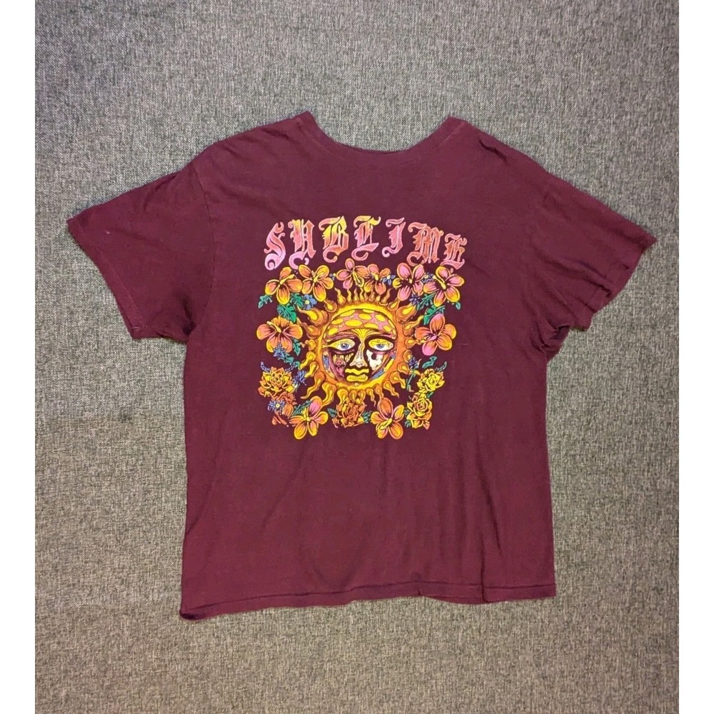 Sublime Burgundy Red Graphic Band T Shirt Logo Women's 2XL Short Sleeve Tee